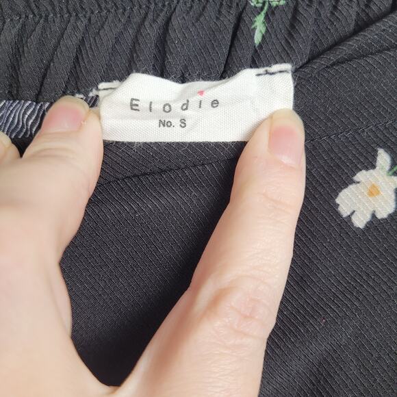 Elodie black dainty floral Aline pull on midi skirt Size small Romantic Girly - Picture 3 of 8